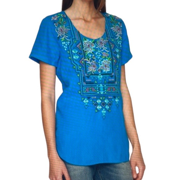 Johnny Was “Timony” Blouse Navy - Picture 1 of 6